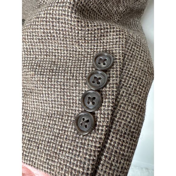 1990s Lord & Taylor Pure Wool Brown Houndstooth Blazer Men’s 42L - Picture 8 of 13